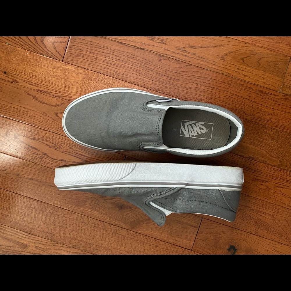 Gray slip on vans; women’s size 8